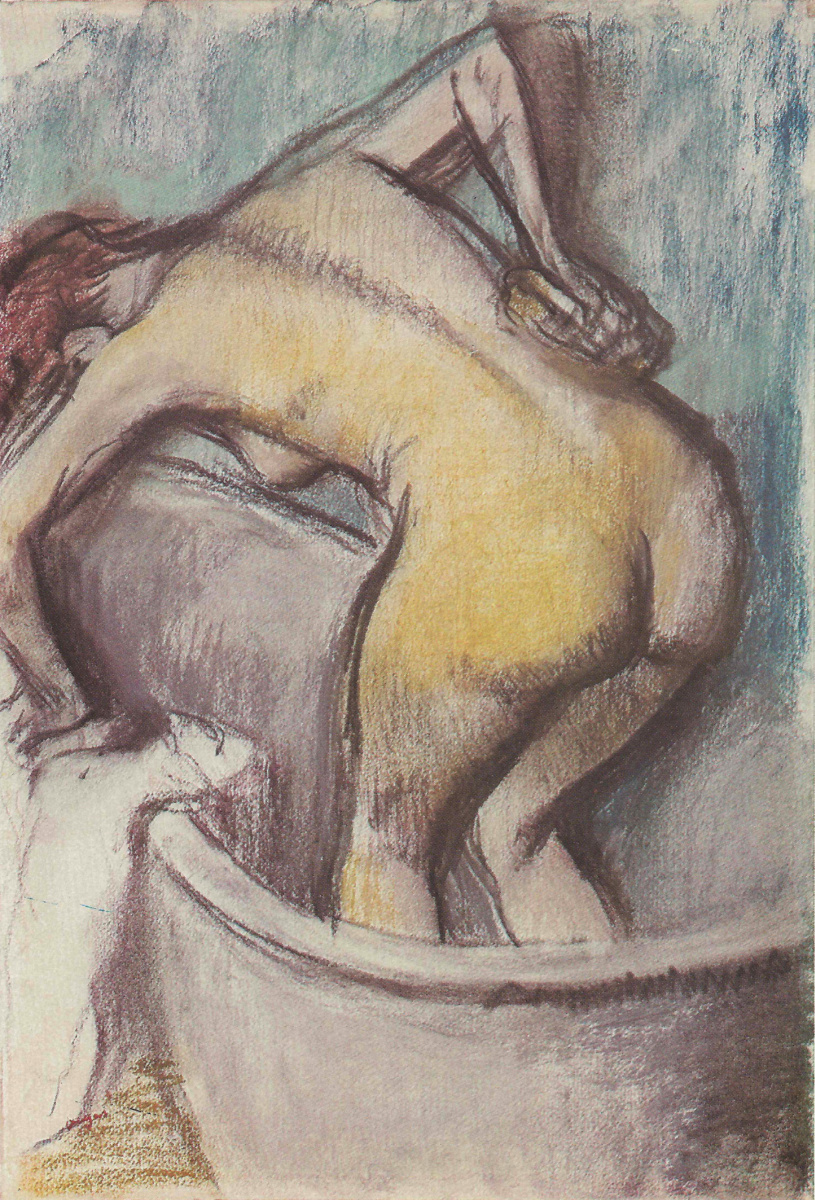 Edgar Degas. A girl taking a bath