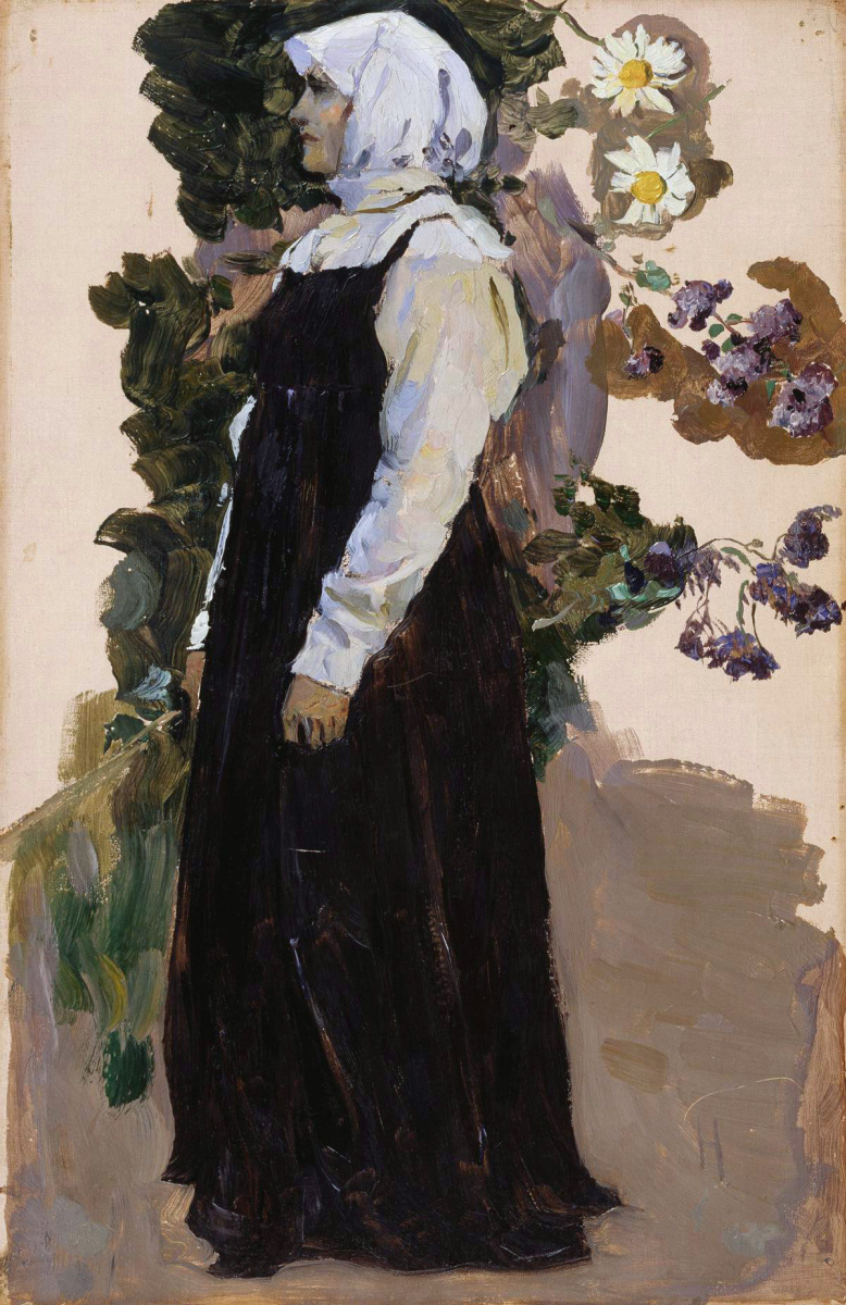 Mikhail Vasilyevich Nesterov. A girl in a black sundress. Study for the painting "Soul of the people"