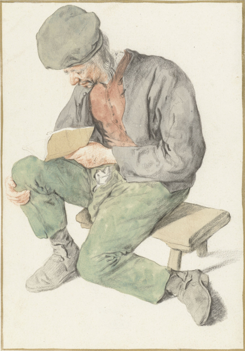 Cornelis Dyusart. Sitting reading man
