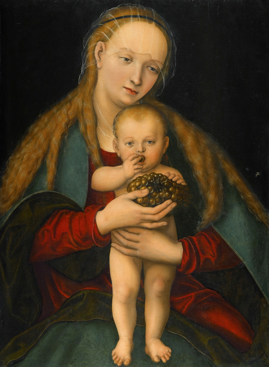 Lucas the Younger Cranach. Madonna with child and grapes.