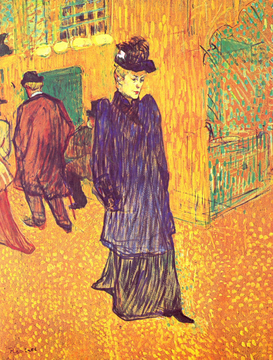 Henri de Toulouse-Lautrec. Jane avril leaving the "Moulin Rouge"