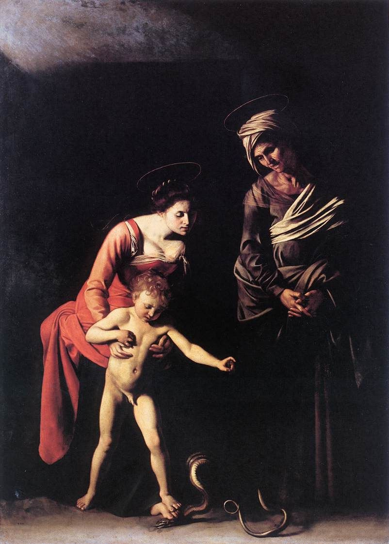 Michelangelo Merisi de Caravaggio. The Madonna and child with Saint Anne