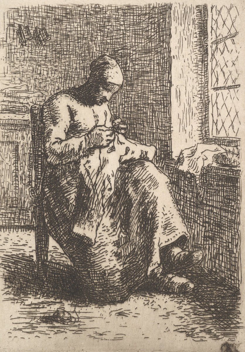 Jean-François Millet. Woman for needlework