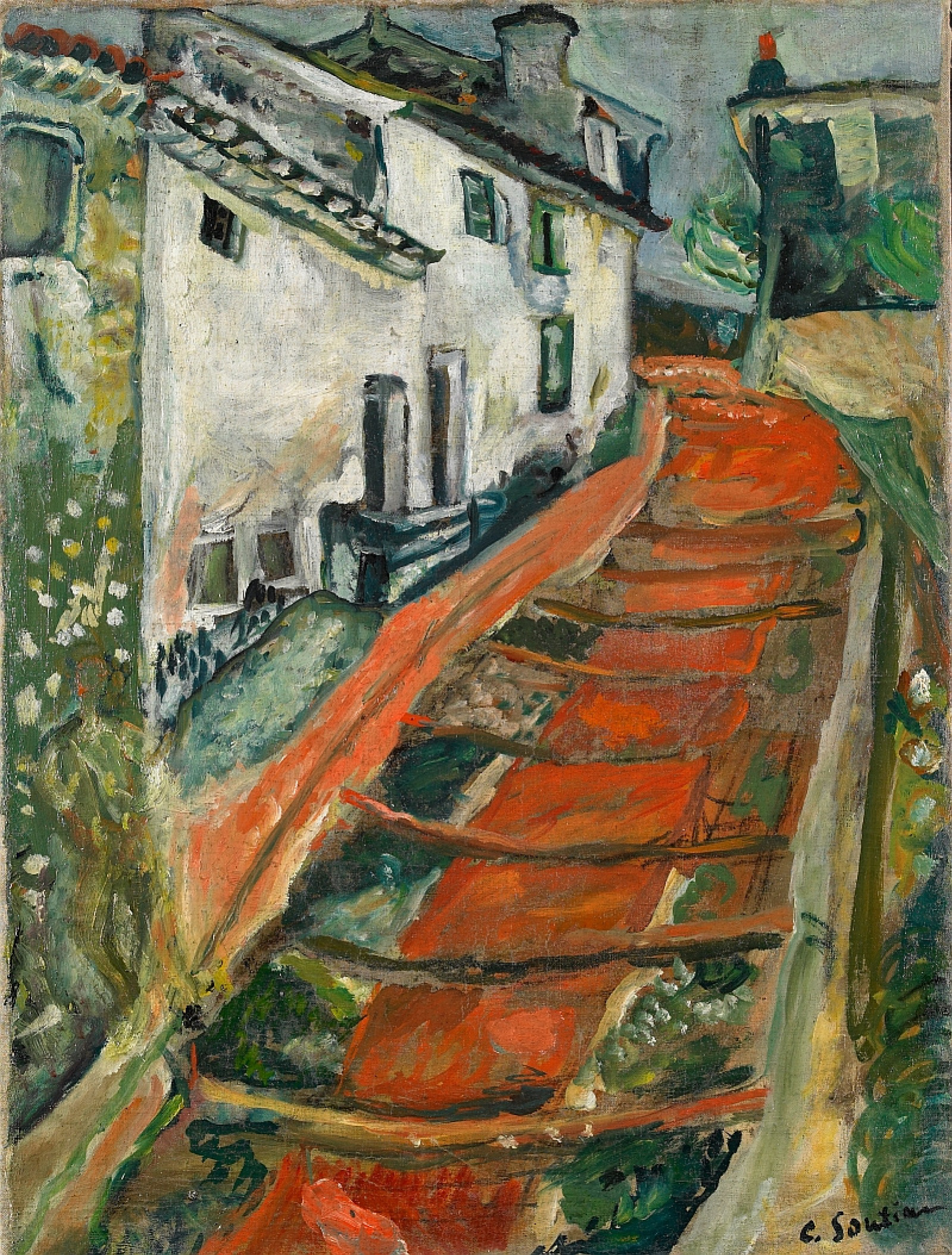 Chaim Soutine Die rote Treppe in Cagnes, 1918, 47×62 cm: Werkbeschreibung |  Artchiv