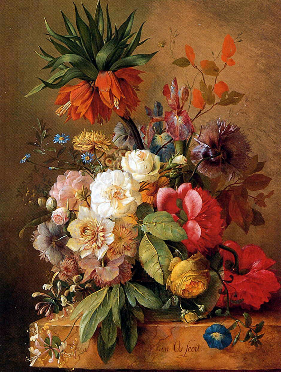 Henri van Os-Deleuze. Still life with flowers
