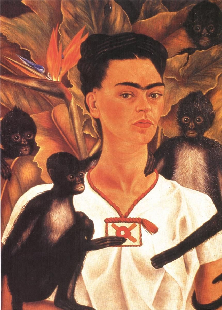 Frida Kahlo. Self portrait with monkeys