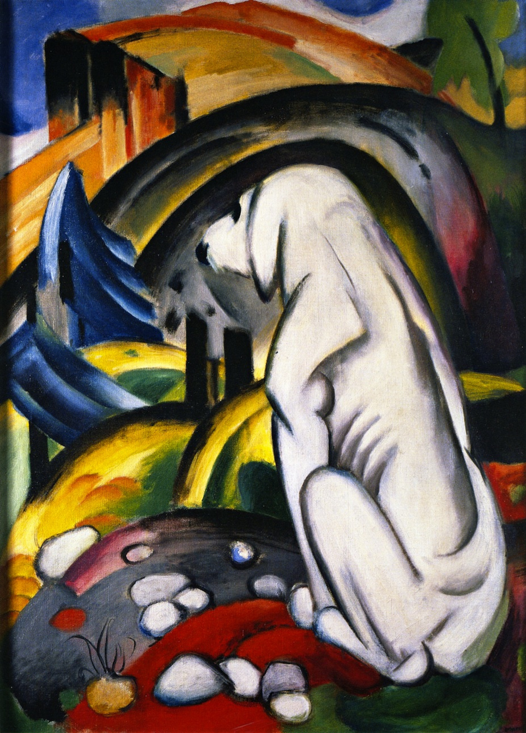 1art1 Franz Marc Poster Volpi, 1913 Quadro in Cornice con Pregiato Passepartout | Immagini A Parete | in Una Cornice 80x60 cm