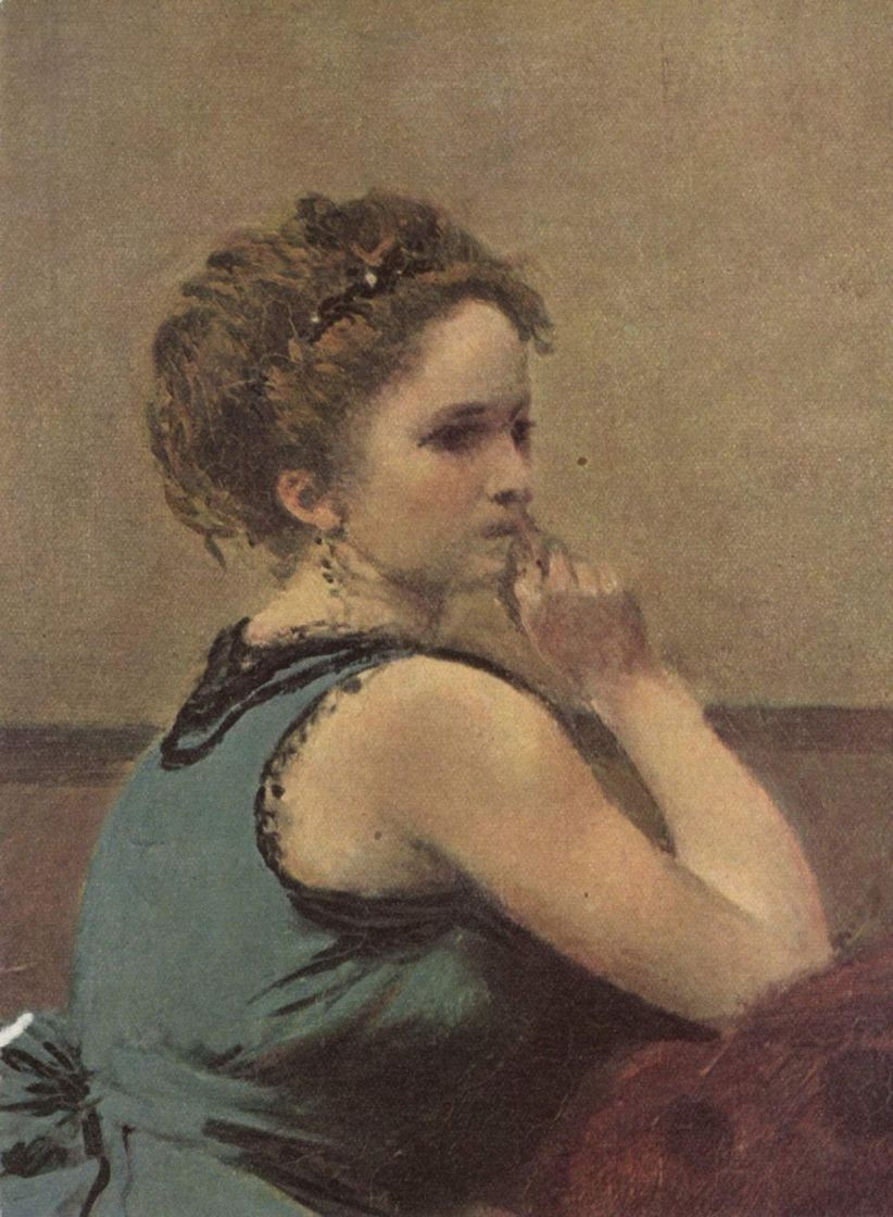 Camille Corot. Lady in blue, fragment