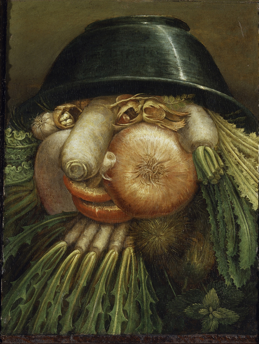 Giuseppe Arcimboldo. The gardener (still life with onions and vegetables)