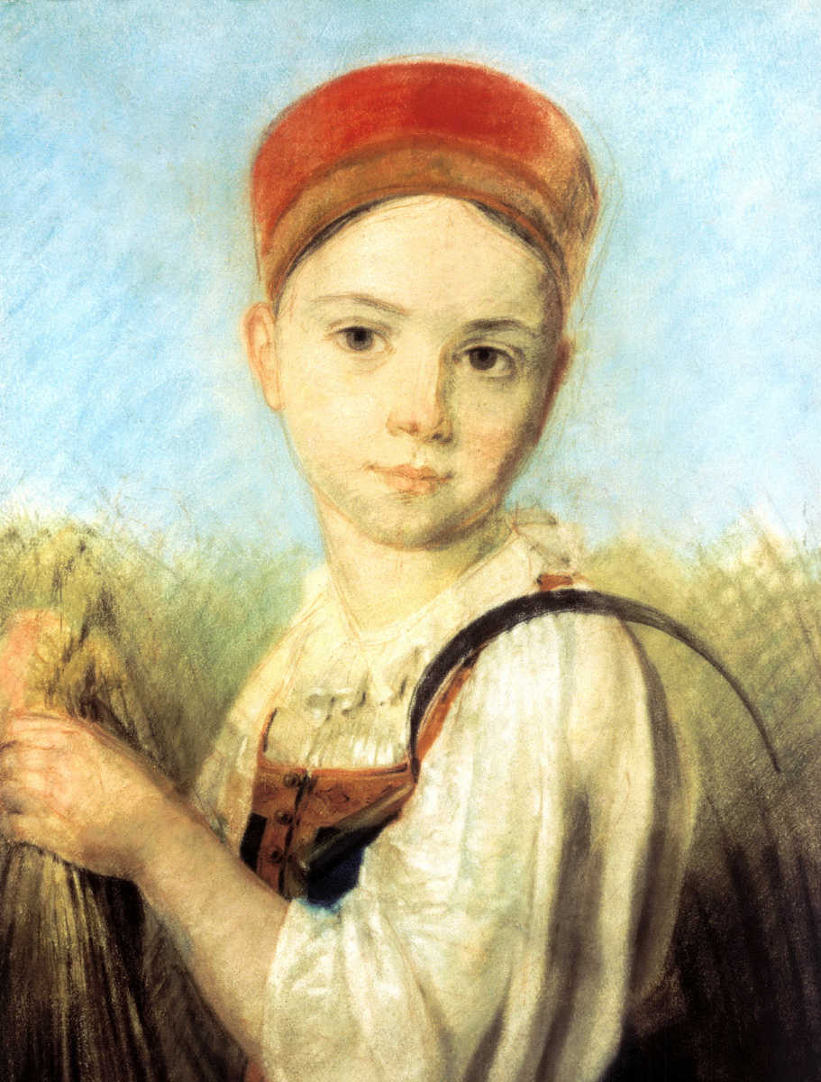 Alexey Gavrilovich Venetsianov. Peasant girl with a sickle in the rye