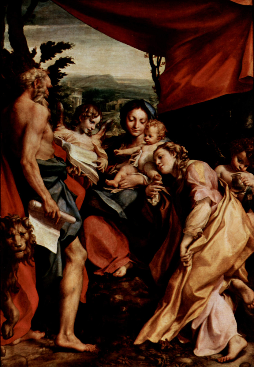 Antonio Correggio. Madonna of St. Jerome, Madonna and child, St. Jerome, St. Mary Magdalene