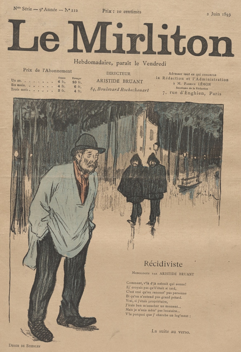 Theophile-Alexander Steinlen. Illustration for the magazine "Mirliton" No. 112, June 2, 1893