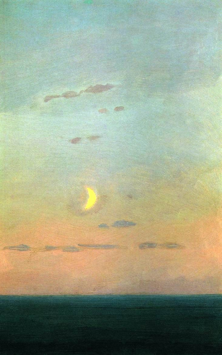 Arkhip Kuindzhi. Crescent moon at sunset. Sketch for the painting "Sunset in the steppes"