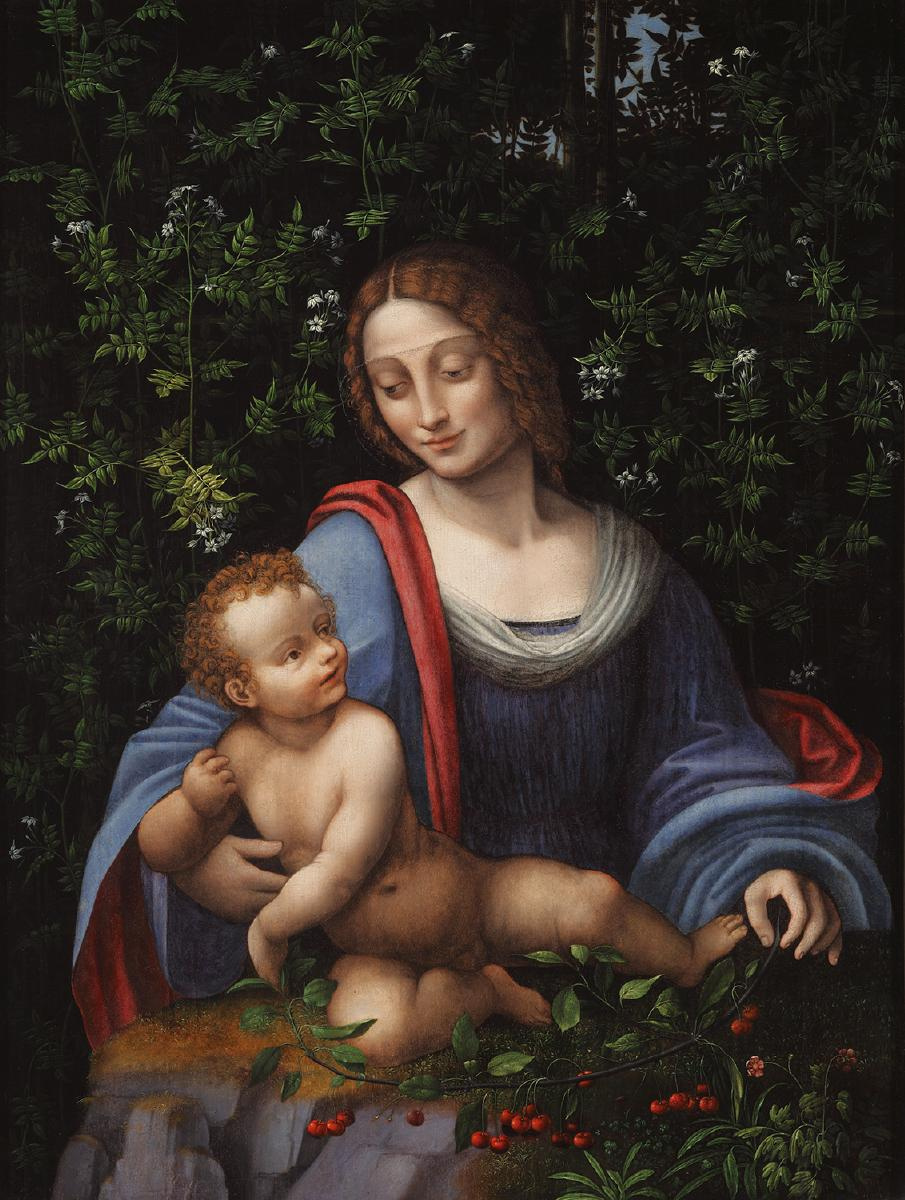 Francesco Melzi. Madonna and child under a canopy of Jasmine