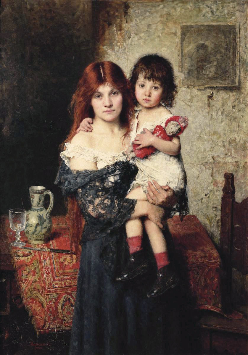 Alexey Alekseevich Kharlamov. 母亲和女儿。 1901