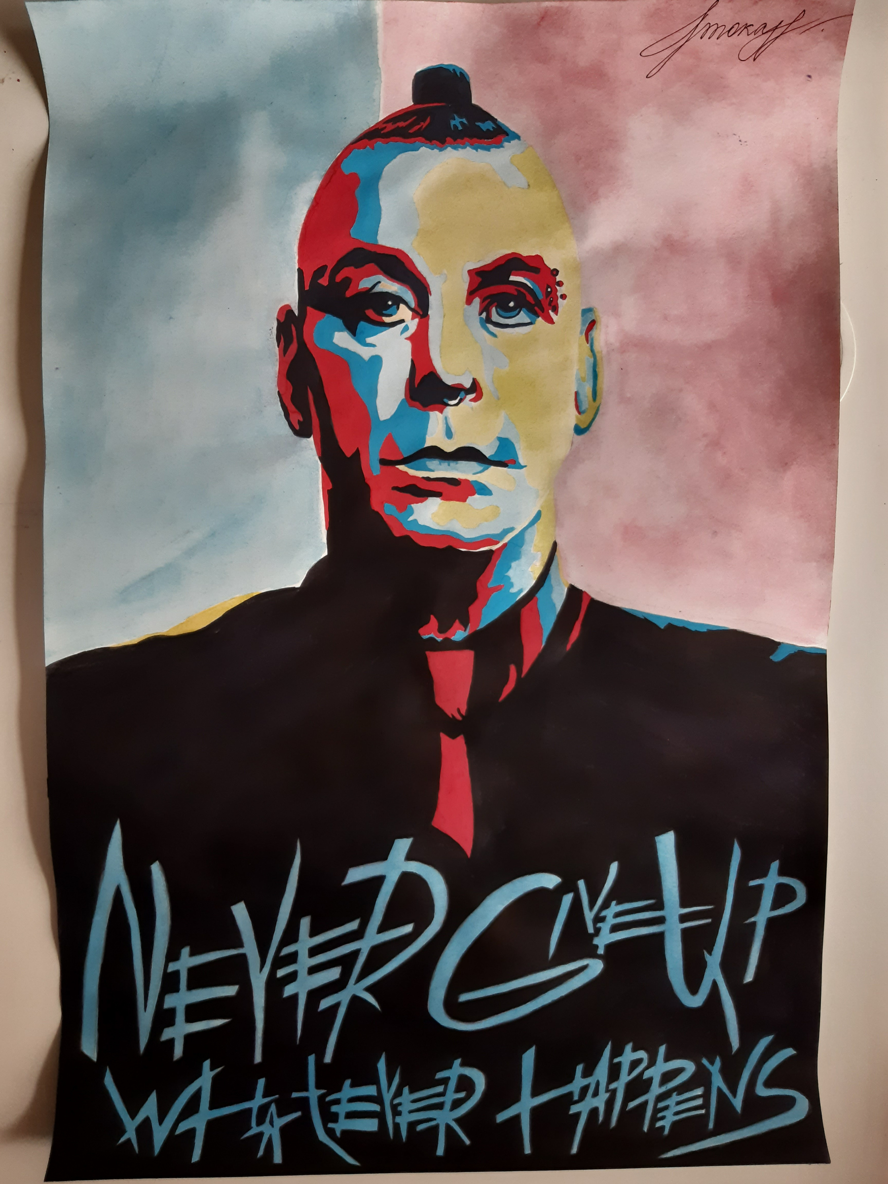 Till Lindemann. Never give up., 4×6 cm by Anna Alexandrovna Turner