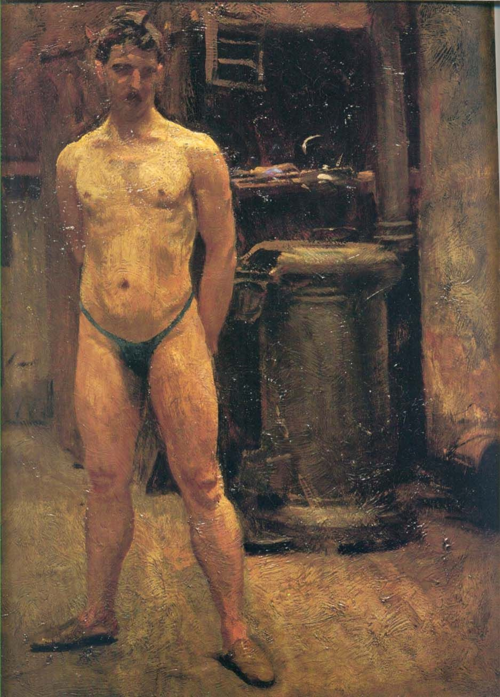 Portrait of a naked man standing in front of the stove, 1880, 56×71 cm by  John Singer Sargent: History, Analysis & Facts | Arthive