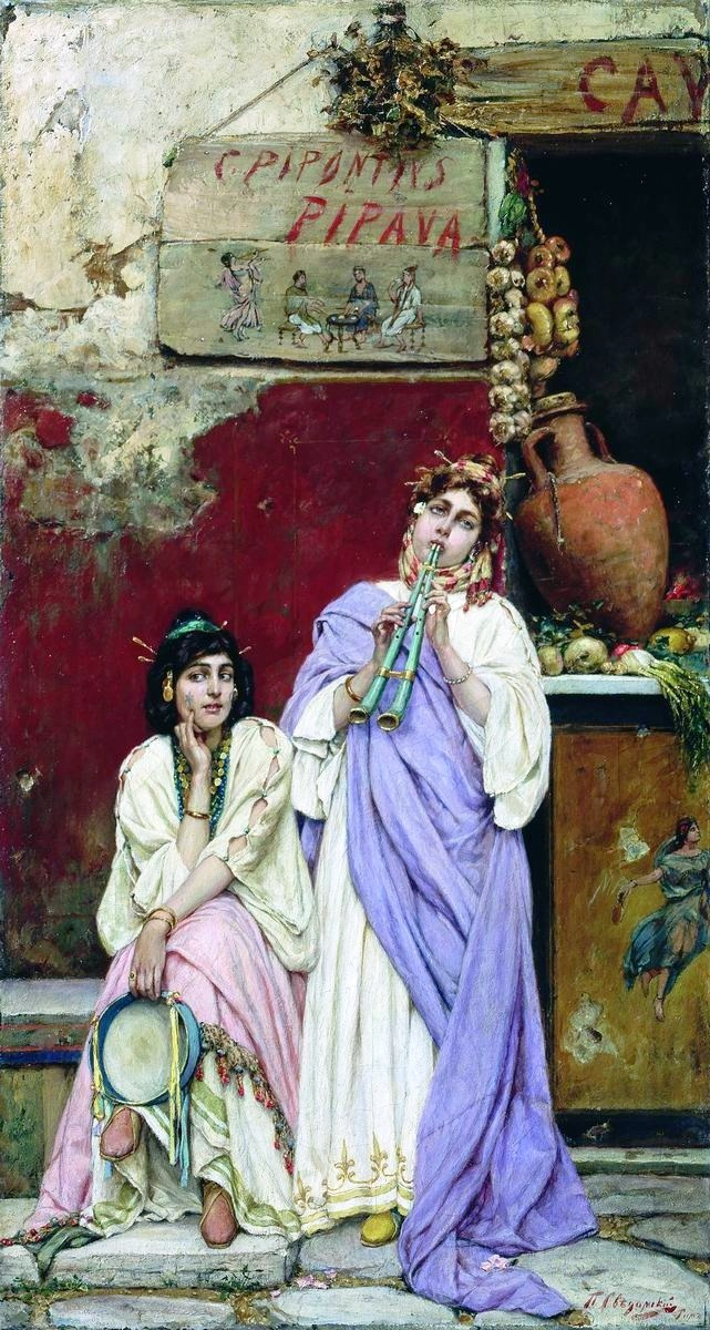 Pavel Alexandrovich Svedomsky. Two Romans with a tambourine and flute