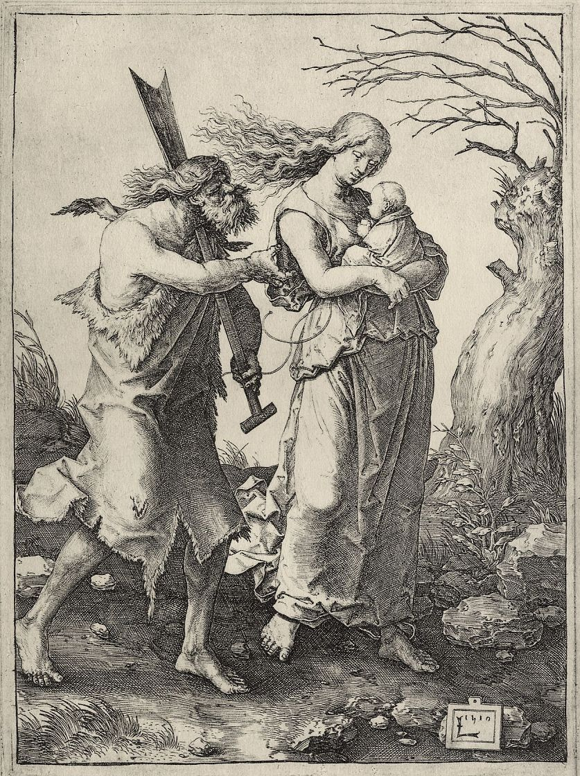 Lucas van Leiden (Luke of Leiden). Adam and eve after the expulsion from Paradise