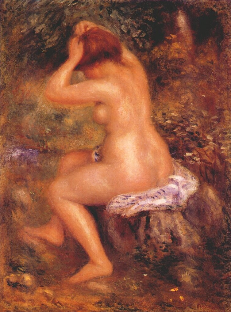 Pierre-Auguste Renoir. Bather, cleaning their hair