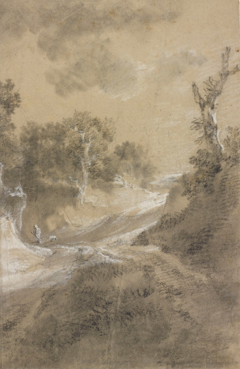 Thomas Gainsborough. Picture of a winding road with trees on the side