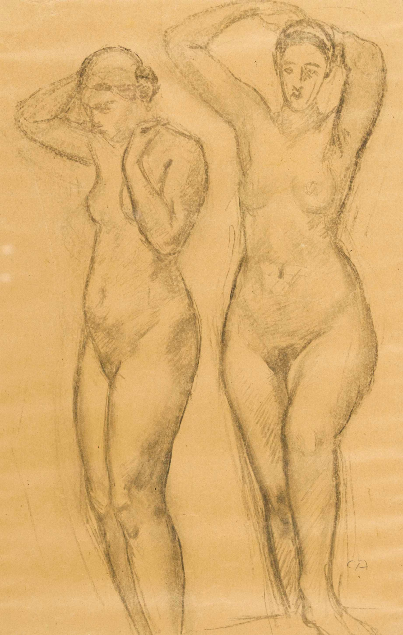 Cuno Amiet Dos mujeres desnudas, 1910, 31×48 cm: Descripción de la obra |  Arthive