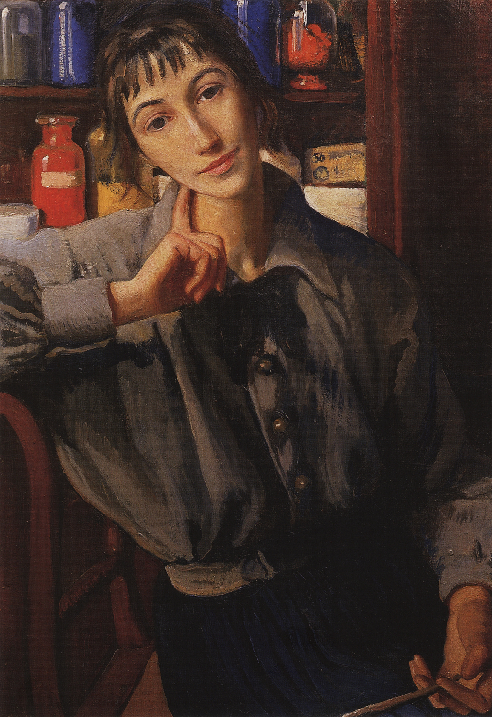 Self-portrait with brush, 1924, 57×80 cm by Zinaida Serebriakova