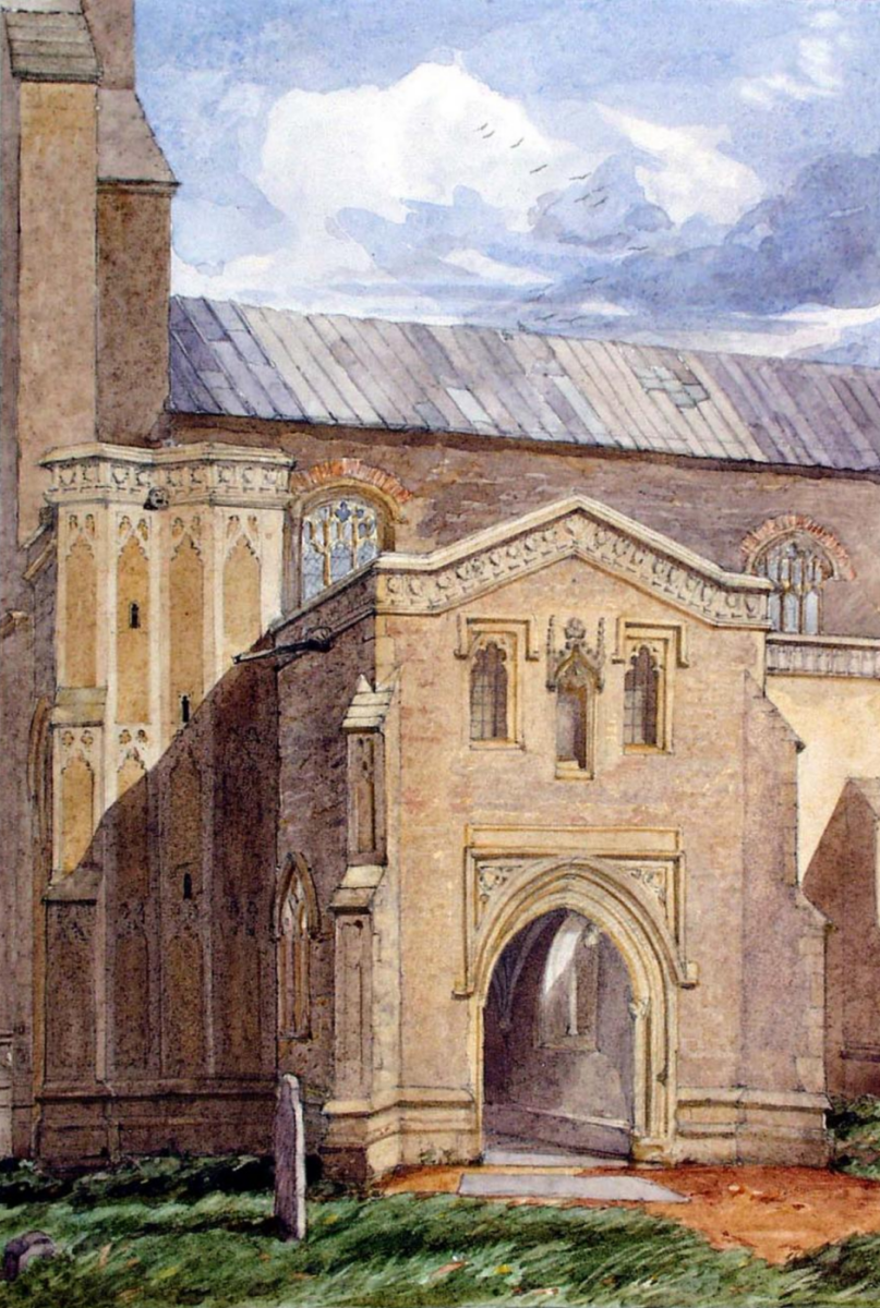 Anthony Frederick Augustus Sandys. Entrance to the church, Keuston