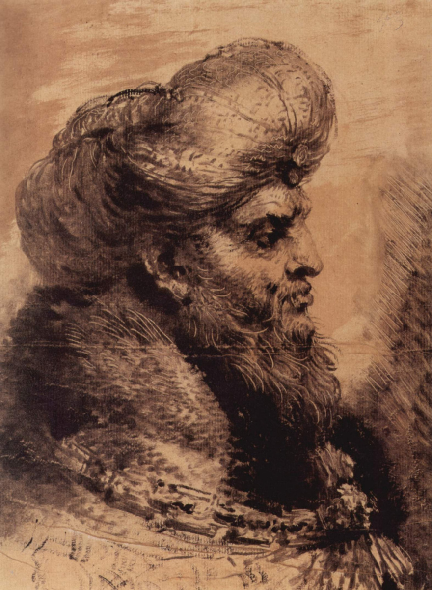 Giovanni Benedetto Castiglione. The head of a bearded Oriental