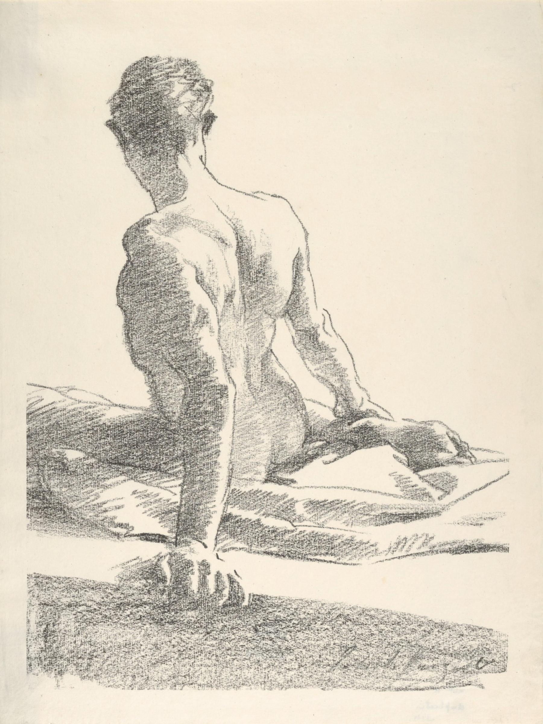 Buy digital version: The figure of a seated naked man, back view by John  Singer Sargent, New York City | Arthive