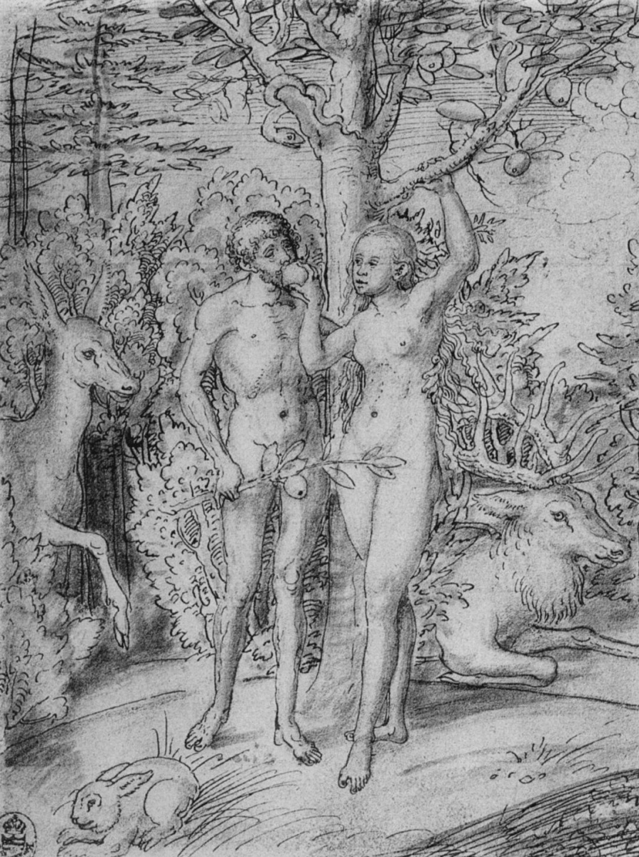 Lucas Cranach the Elder. Adam and eve in Paradise