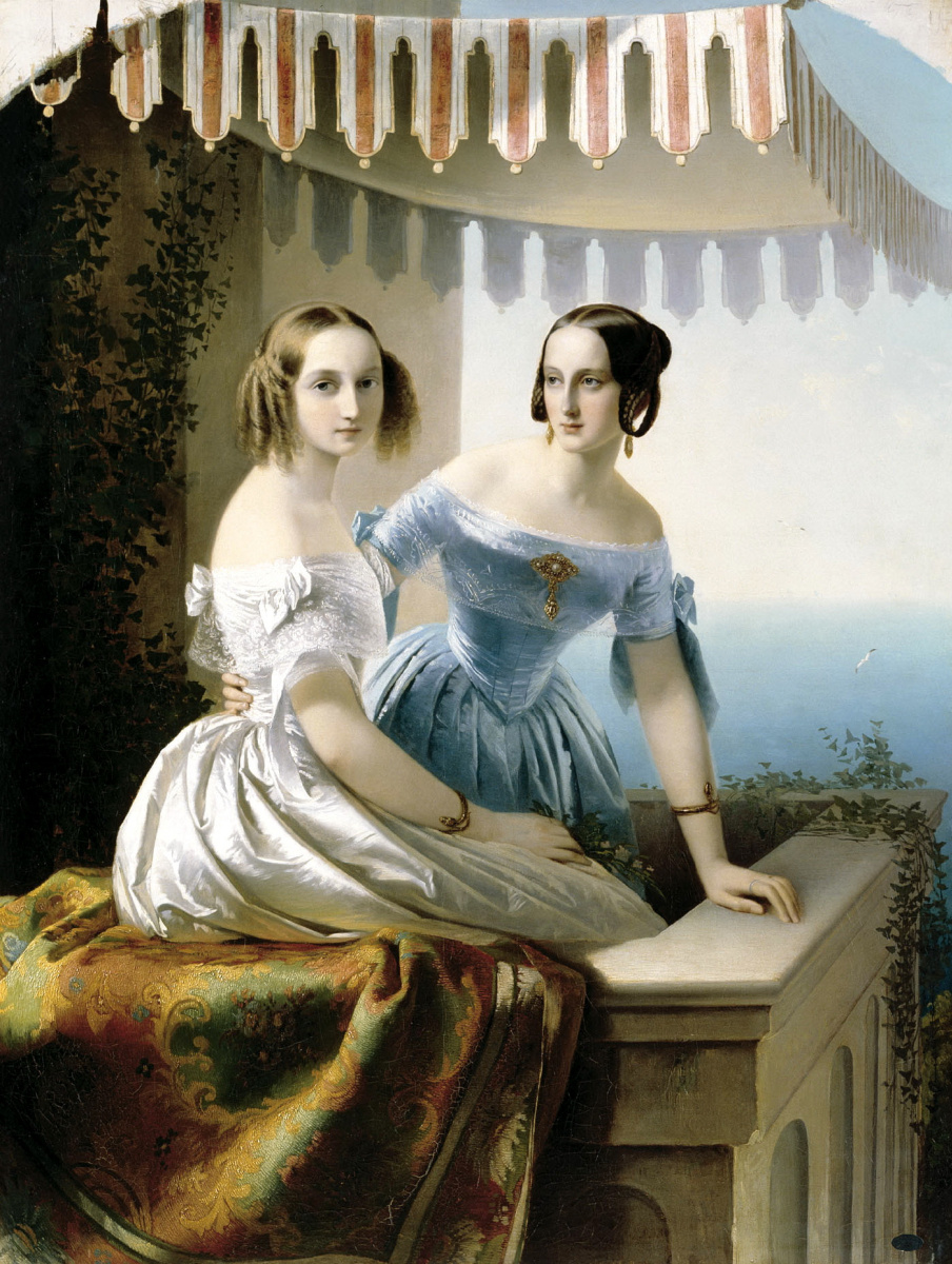 Timofey Andreevich Neff. Portrait of Maria Nikolaevna and Olga Nikolaevna