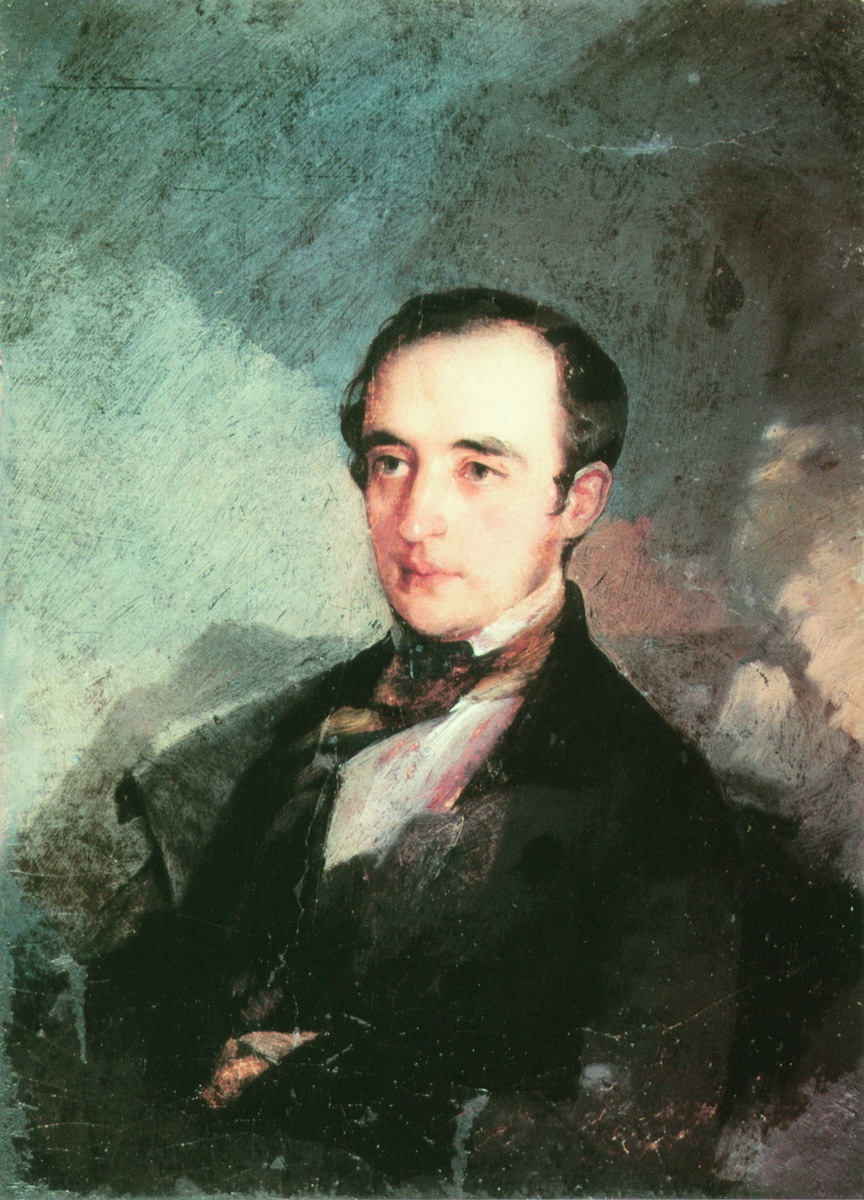 Иван Кузьмич Макаров. Портрет неизвестного в синем сюртуке (В. Ф. Одоевский). 1840-е