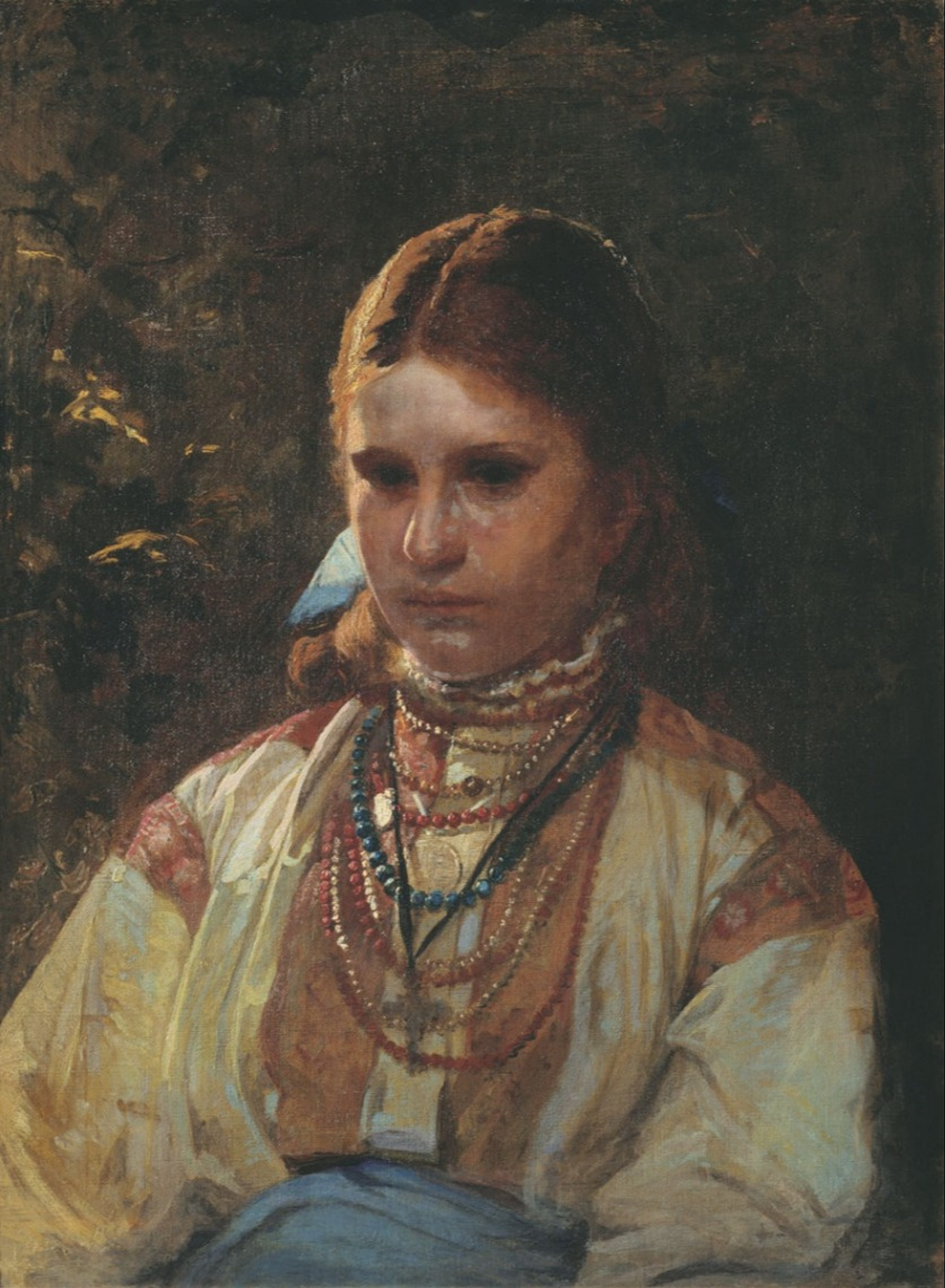 Виктор Алексеевич Бобров Россия 1842 - 1918 - Крестьянская девушка, 1880,  44×55 см: Описание произведения | Артхив