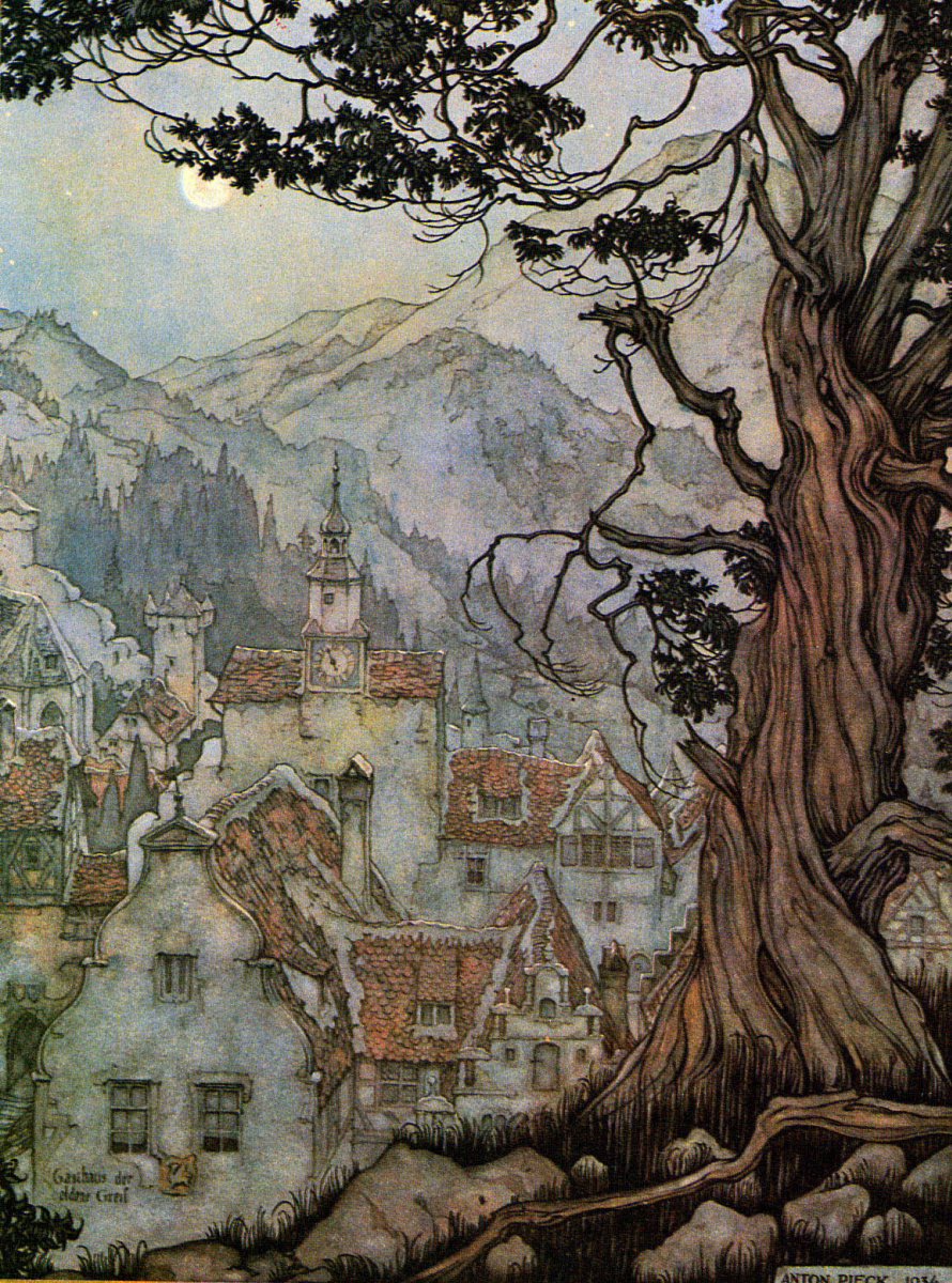 Anton Pieck. Evening city