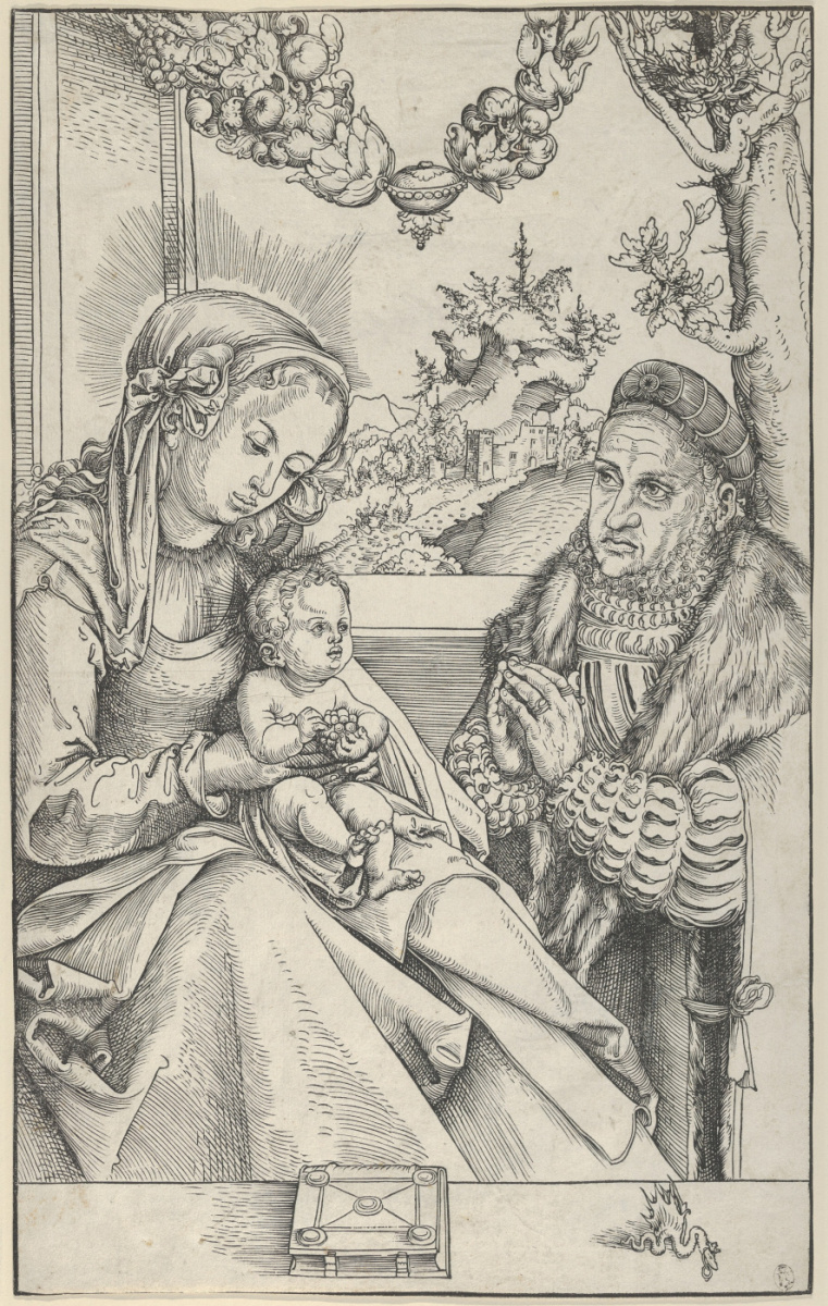 Lucas Cranach the Elder. Madonna and child with the elector Friedrich III
