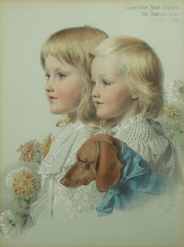 Anthony Frederick Augustus Sandys. Portrait of Conrad Herbert Flower and Violet Flour