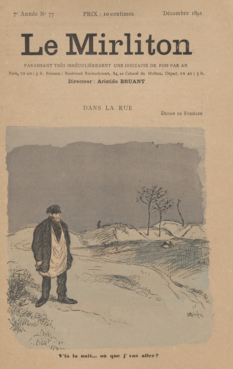 Theophile-Alexander Steinlen. Illustration for the magazine "Mirliton" No. 77, in December of 1891