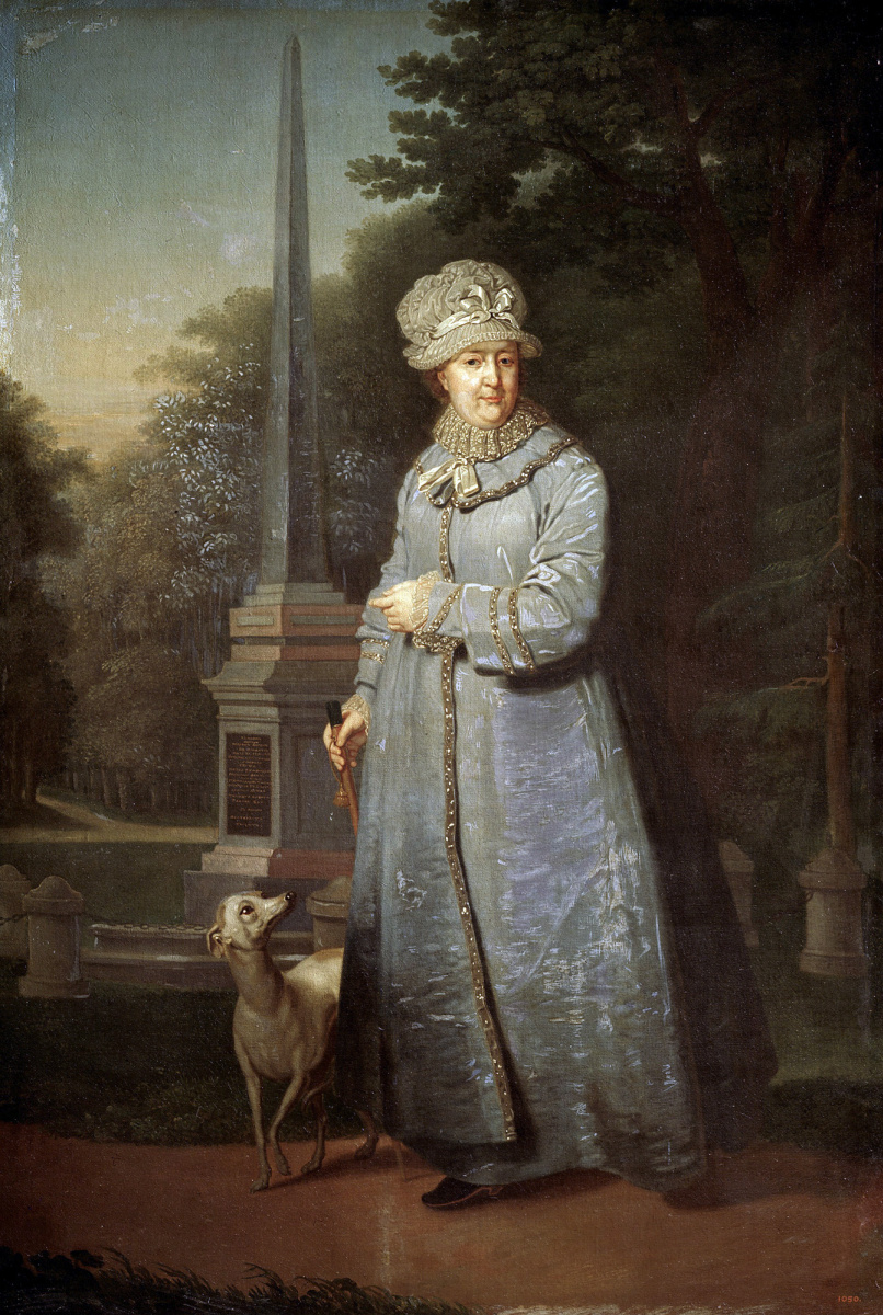 Vladimir Borovikovsky. Catherine II strolling in the background of Cahul (Rumyantsevsky) obelisk