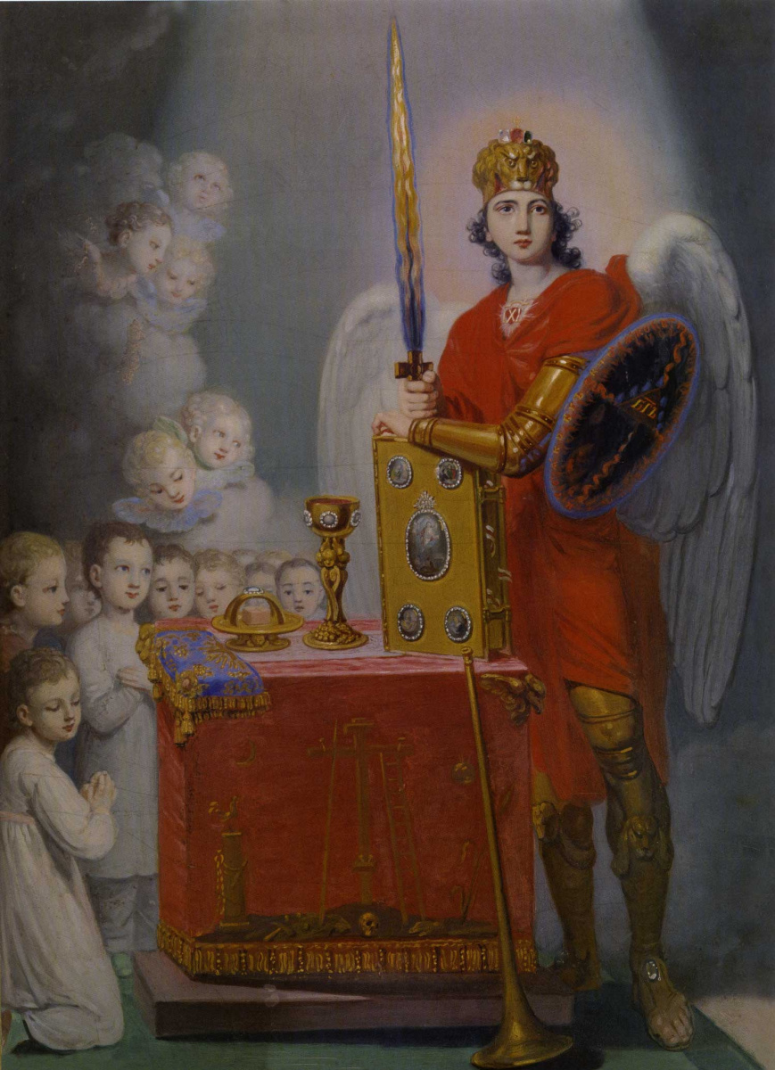 Vladimir Borovikovsky. Children at the throne, protected by Archangel Michael