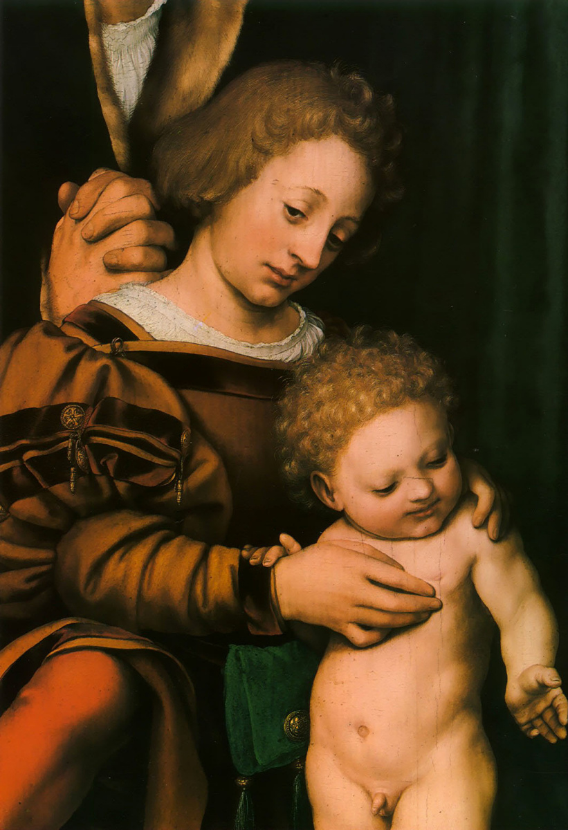 Hans Holbein the Younger. Darmstadt Madonna, or Madonna Mayer. Fragment