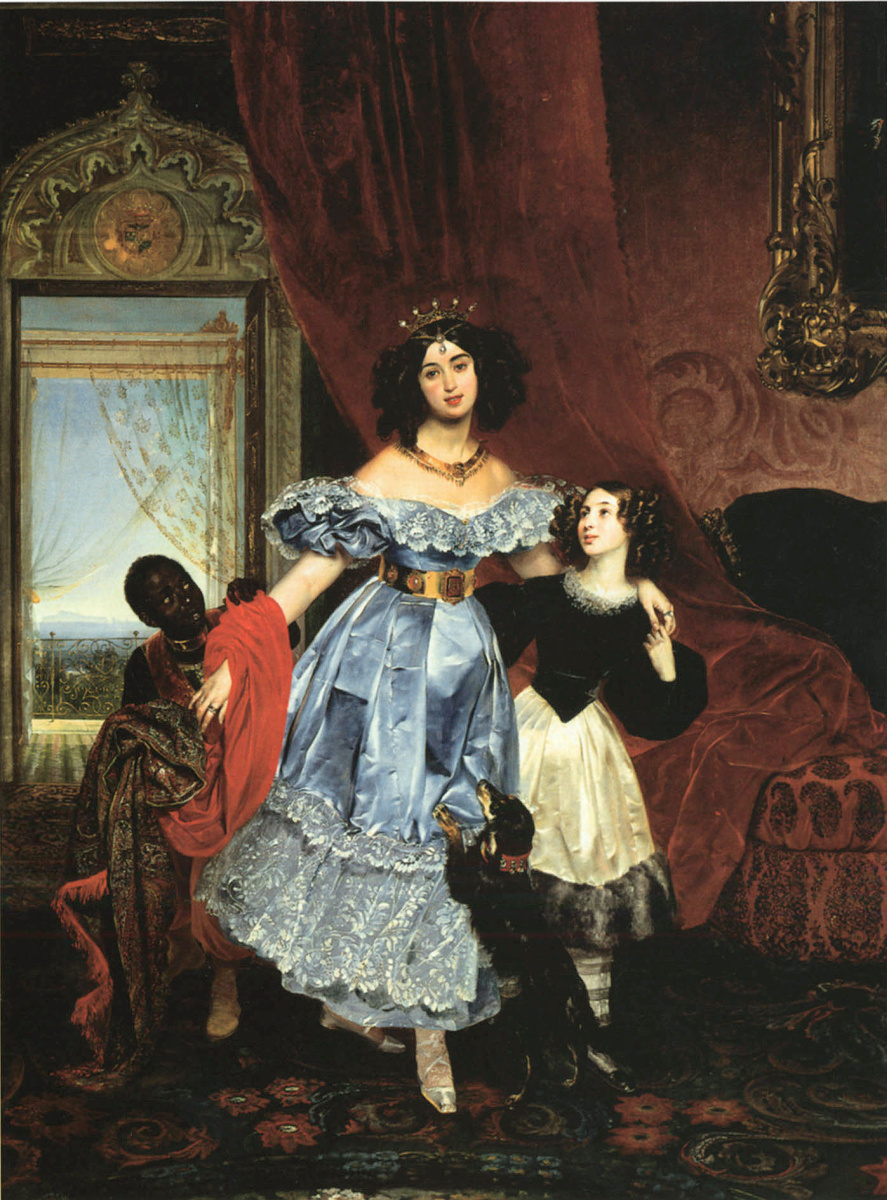 Karl Pavlovich Bryullov. Portrait of Countess Y. P. Samoilova with a pupil Dzhovaniny Pacini and black boy
