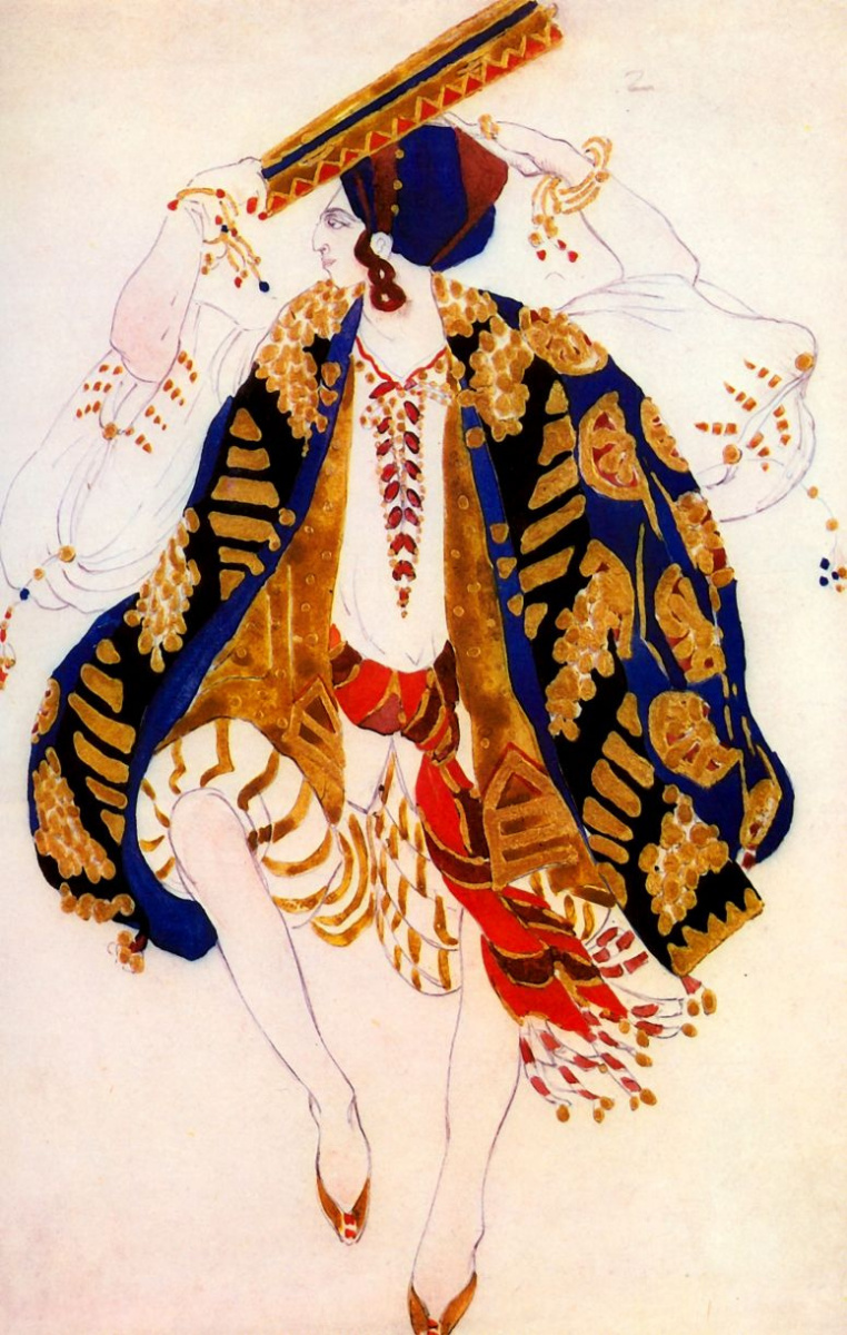 Lev (Leon) Bakst. Costume design for the Jewish dance with a tambourine for the ballet "Cleopatra"