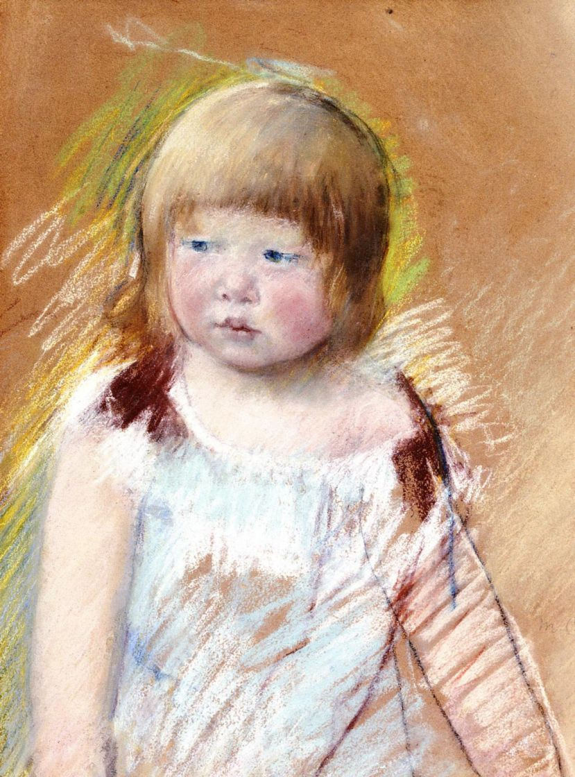 Мэри Кассат. Ребенок с челкой в голубом платье
