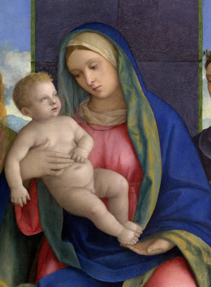 Giovanni Bellini. Madonna and Child with Saints. Fragment