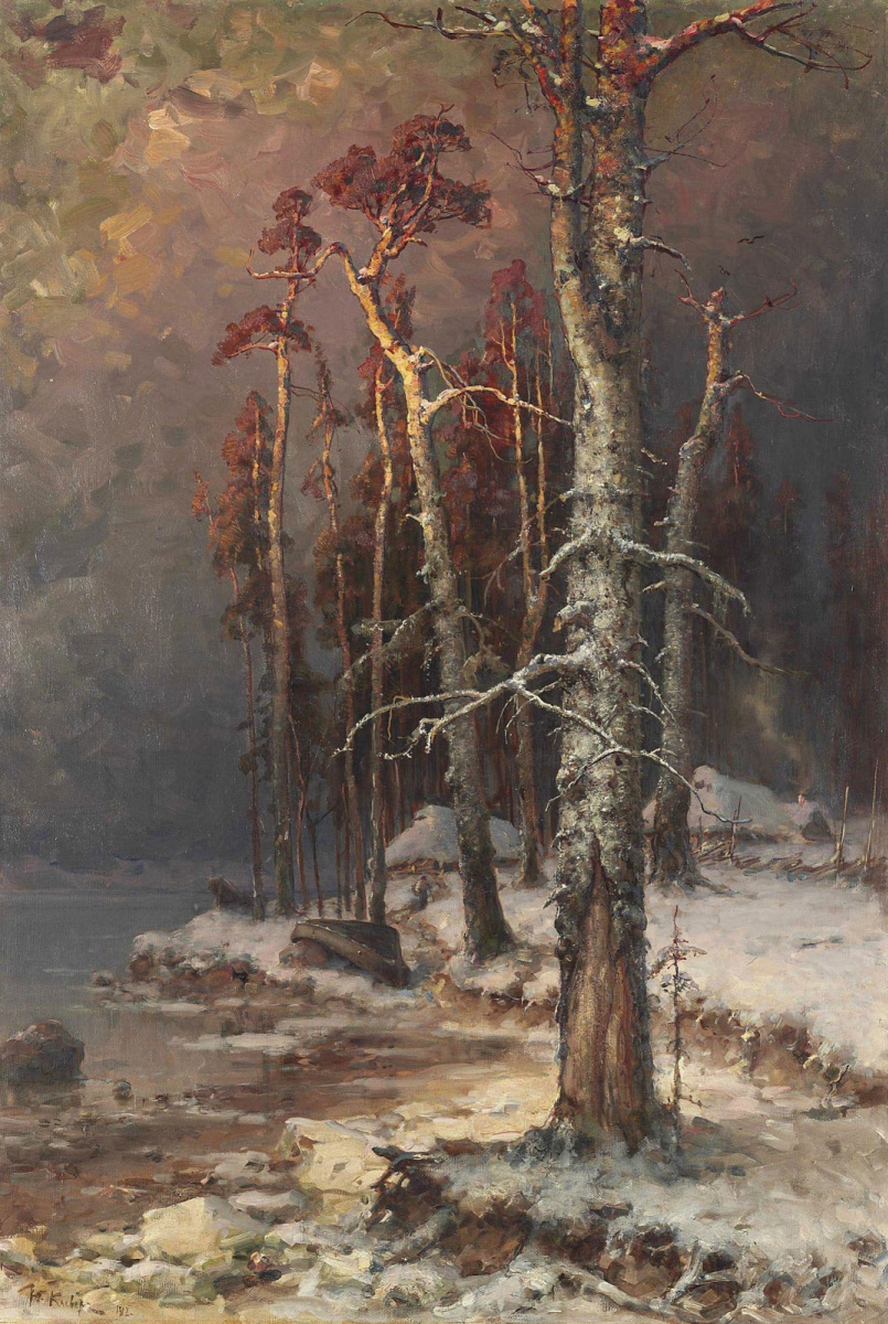 Julius Klever. Winter in the forest near lake Peipus