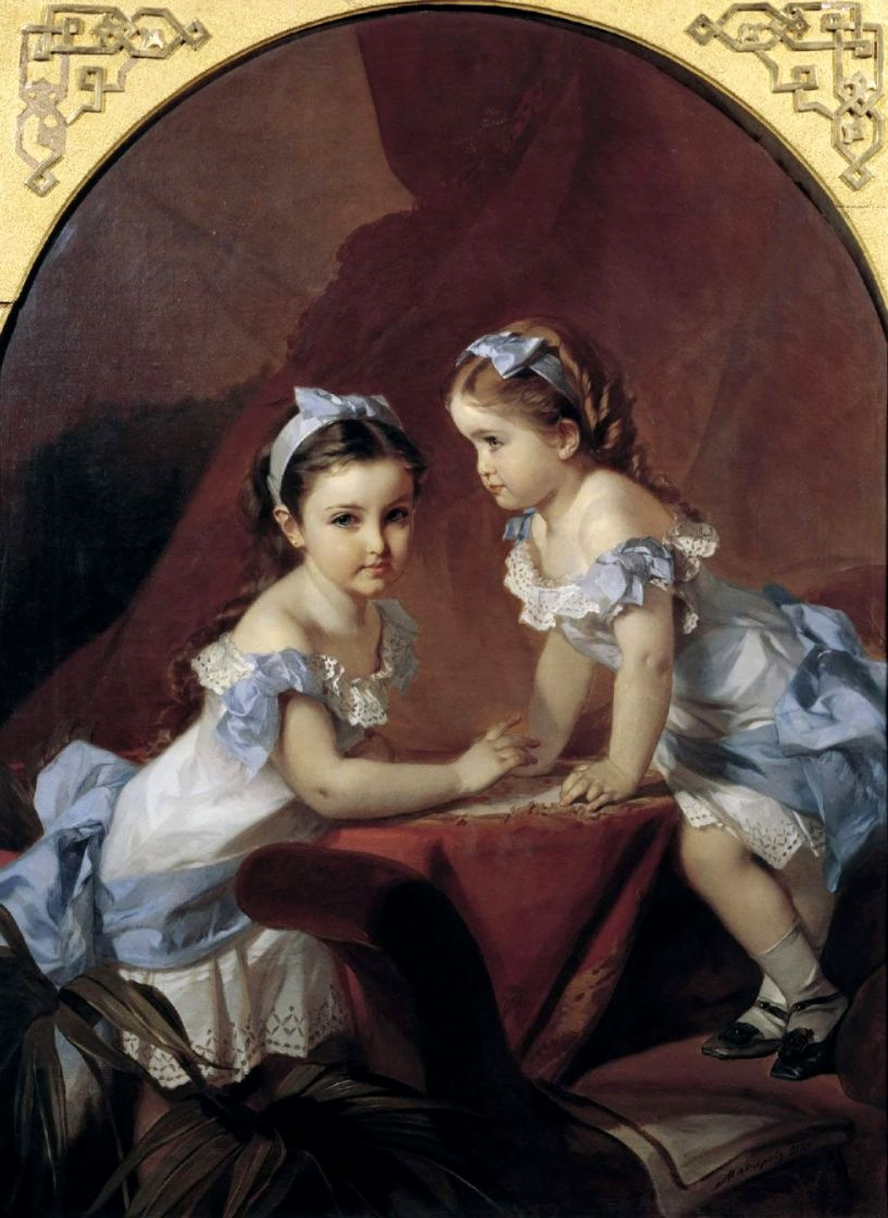 Ivan Kuzmich Makarov. Girls-sisters. The portrait of Liza and Natasha Arapova