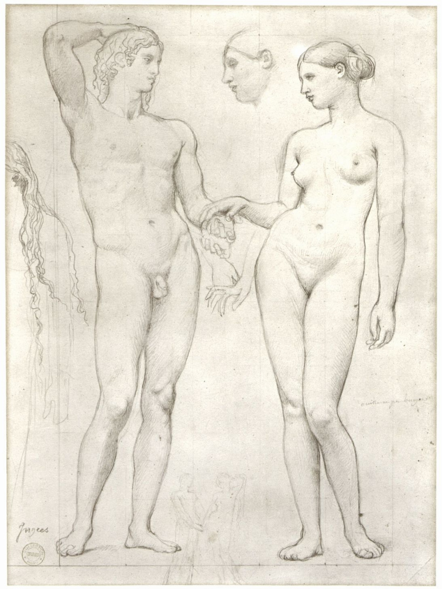 Jean Auguste Dominique Ingres. A sketch for the painting "the Golden Age"