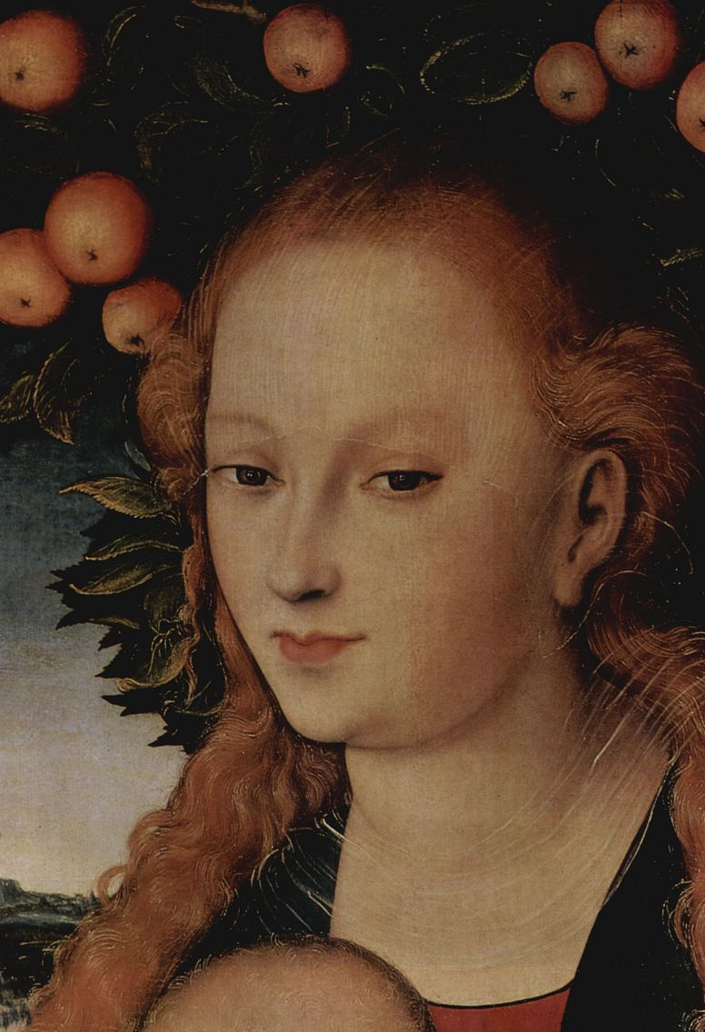 Lucas Cranach the Elder. Madonna and child under an Apple tree (fragment)