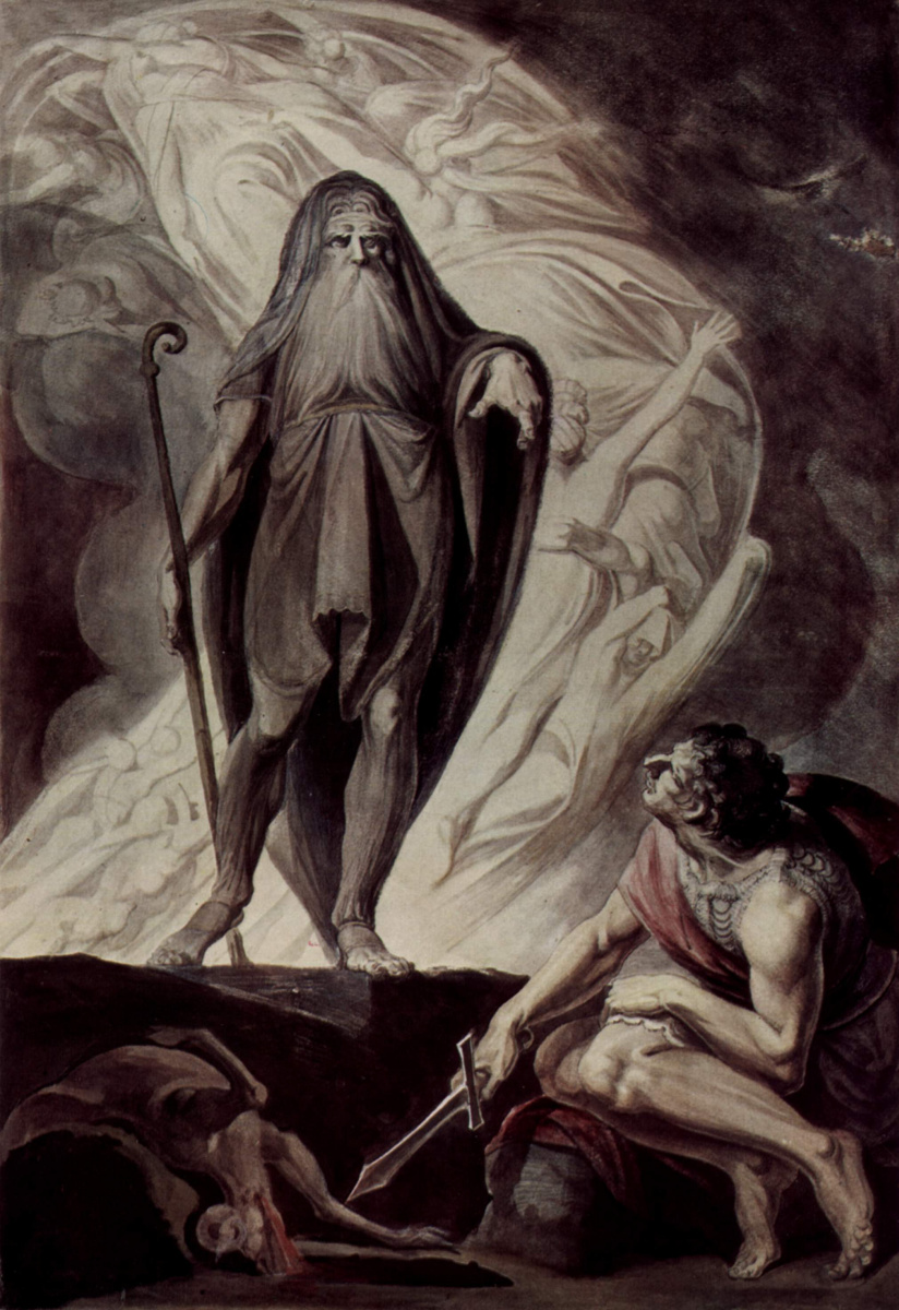 Johann Heinrich Fuessli. Tiresias appears to Ulysses during the sacrifice